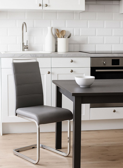 Szare tapicerowane krzesło do kuchni do kuchni Balto