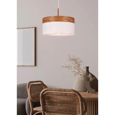 wizualizacja Biało drewniana lampa wisząca - K453-Rame