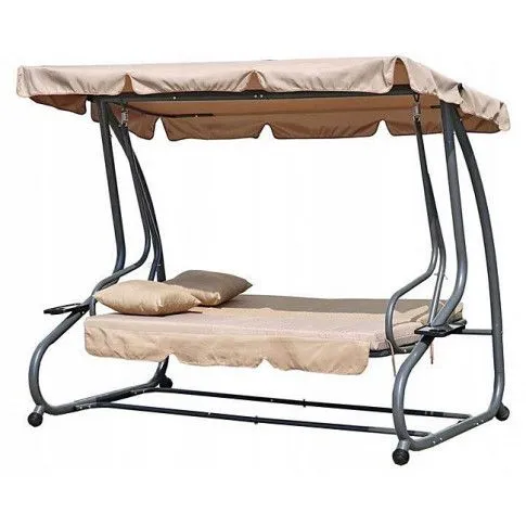 Fotografia Huśtawka rozkładana do ogrodu Norveso beżowa z kategorii Meble ogrodowe