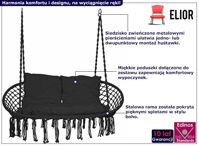 Czarna podwójna huśtawka bocianie gniazdo Uweros