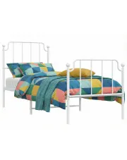 Białe metalowe łóżko jednoosobowe 90x200 cm - Barold w sklepie Edinos.pl