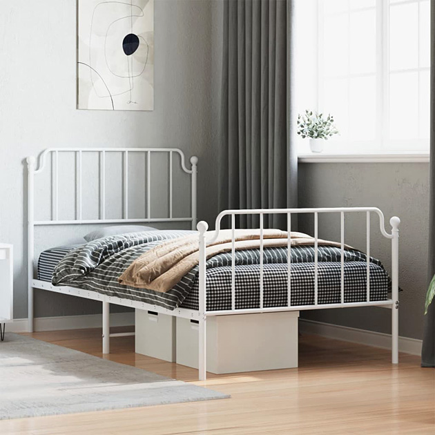 Białe metalowe łóżko Onex