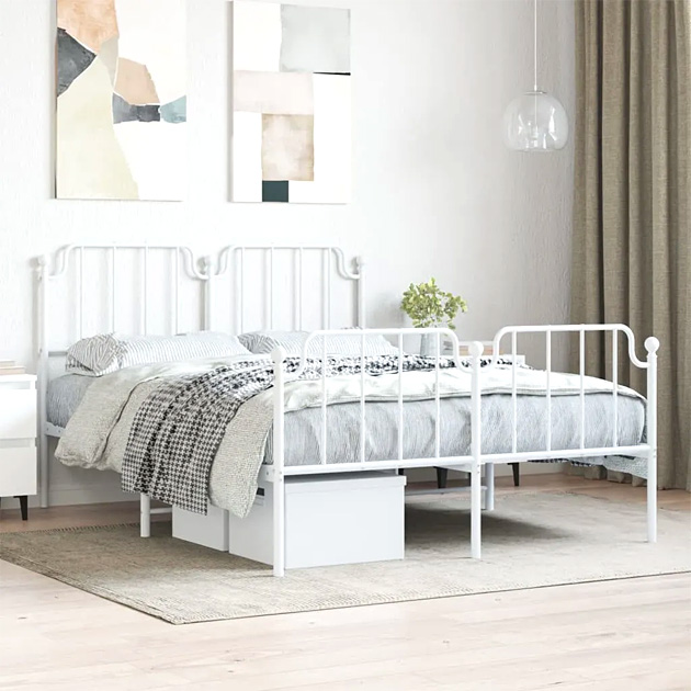 Białe metalowe łóżko Onex
