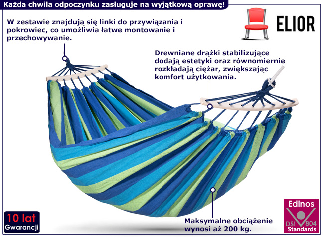 Podwójny hamak ogrdowy Kroksi 4X