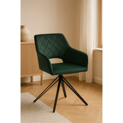 Zielone tapicerowane welurowe krzesło obrotowe   Kendra