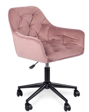 Różowy welurowy pikowany fotel obrotowy - Xami 3X w sklepie Edinos.pl