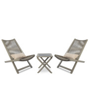 Beżowy stół ogrodowy z 2 krzesłami - Leronsi w sklepie Edinos.pl