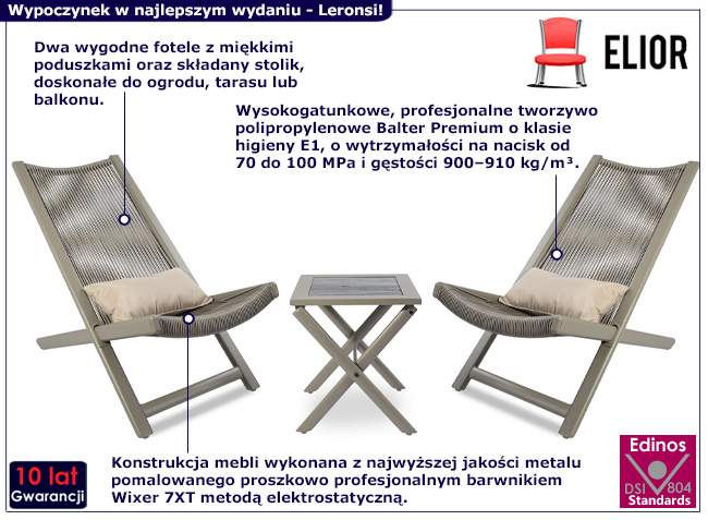 Zestaw wypoczynkowy na balkon Limora kolor beżowy