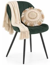 Metalowe krzesło tapicerowane butelkowa zieleń - Dusali w sklepie Edinos.pl