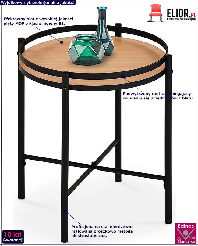 Okrągła industrialna ława do salonu, loftu Loprex