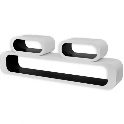 Komplet biało-czarnych półek wiszących Mins 2X