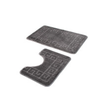 Szary puchaty komplet dywaników do łazienki - Opix 4X