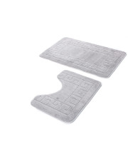 Puszysty popielaty komplet dywaników łazienkowych - Opix 4X