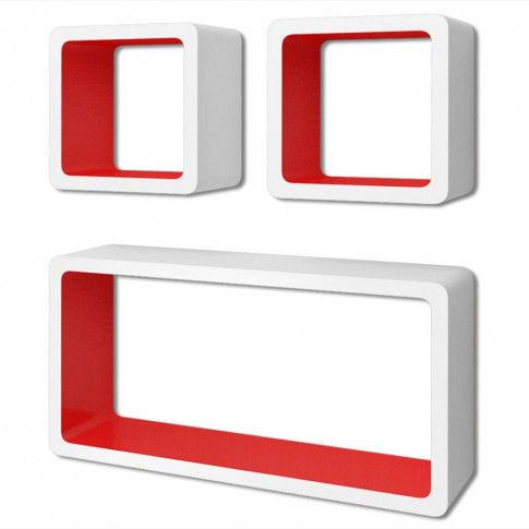 Szczegółowe zdjęcie nr 5 produktu Zestaw biało-czerwonych półek ściennych - Lara 2X