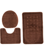 Stylowy brązowy zestaw dywaników do łazienki w kratę - Deso 4X