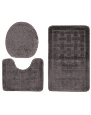 Szary stylowy komplet dywaników do łazienki w kratę - Deso 4X