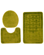 Stylowy zielony komplet dywaników łazienkowych w kratę - Deso 4X