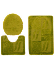 Wzorzysty zielony komplet dywaników do łazienki - Frumo 4X