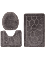 Designerski szary komplet dywaników łazienkowych - Brusso 4X
