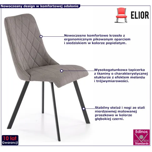 metalowe krzesło popielate Semir