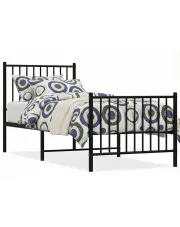 Czarne pojedyncze łóżko metalowe 90x200 cm - Fiver w sklepie Edinos.pl