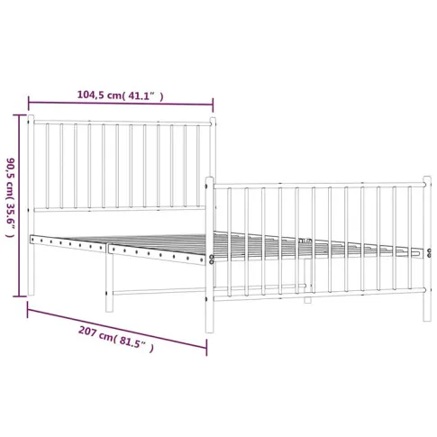 Wymiary metalowego łóżka 100 cm Romaxo