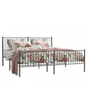 Czarne metalowe łóżko rustykalne 180x200cm - Fiver w sklepie Edinos.pl