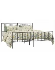 Czarne metalowe łóżko małżeńskie 200x200cm - Fiver w sklepie Edinos.pl