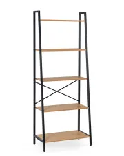 Nowoczesny otwarty regał czarny + dąb złoty - Firlox w sklepie Edinos.pl