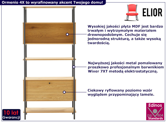 Loftowy regał na nóżach Ormenio 4X