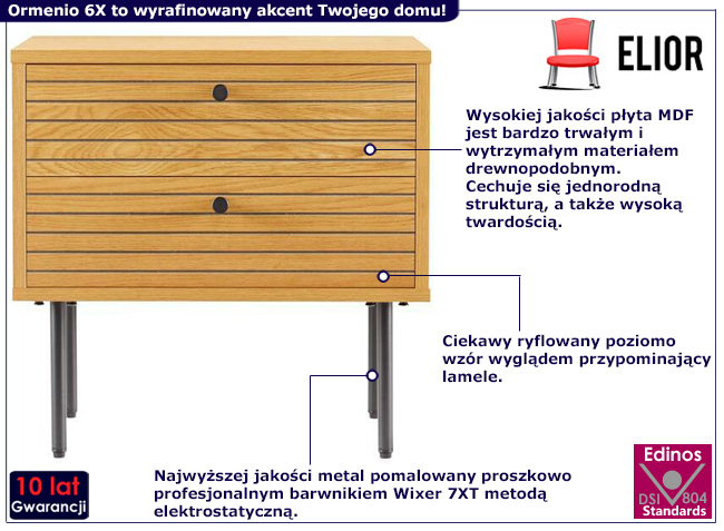 Szafka nocna z 2 szufladami Ormenio 6X