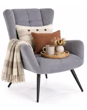 Popielaty wypoczynkowy fotel uszak - Arveno w sklepie Edinos.pl