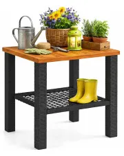 Brązowy kwadratowy stolik kawowy do ogrodu - Livers 3X w sklepie Edinos.pl