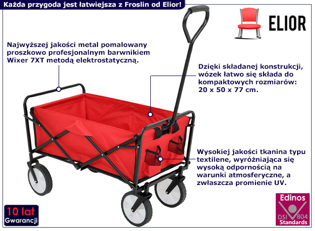 Czerwony wózek plażowy Aurelo
