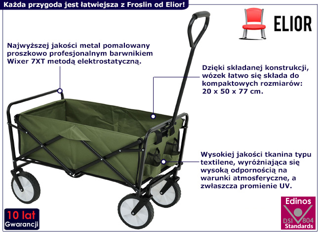 Zielony wózek plażowy Aurelo