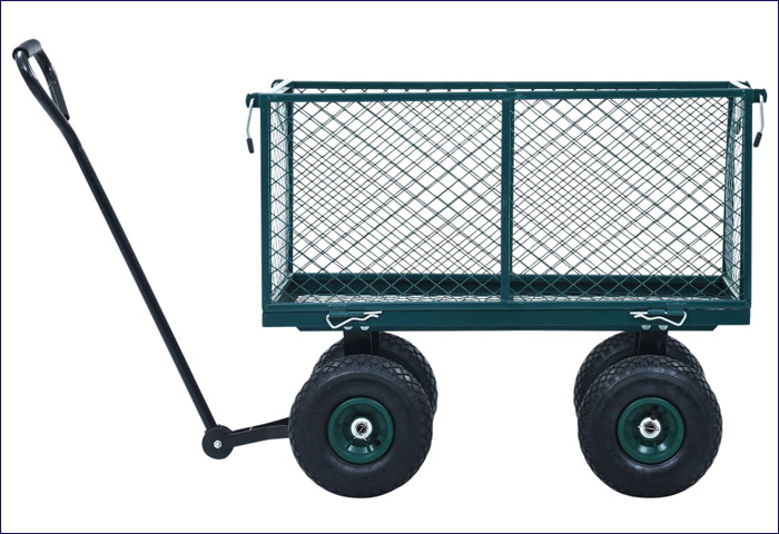 Metalowy wózej do ogrodu Perilla kolor zielony