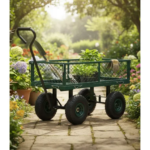 Metalowy wózek ogrodowy na pneumatycznych kołach   Jalons