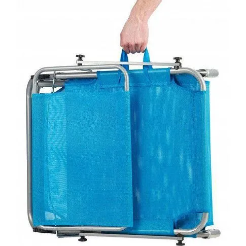 Szczegółowe zdjęcie nr 4 produktu Leżak ogrodowy z regulowanym daszkiem Adis - lazurowy