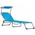 Zdjęcie produktu Leżak ogrodowy z regulowanym daszkiem Adis - lazurowy.