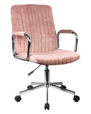 Różowy welurowy fotel do biurka - Tevors