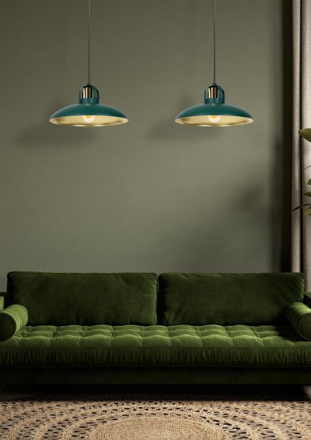 Zielono-złoto lampa wisząca metalowa - K484-Ramona