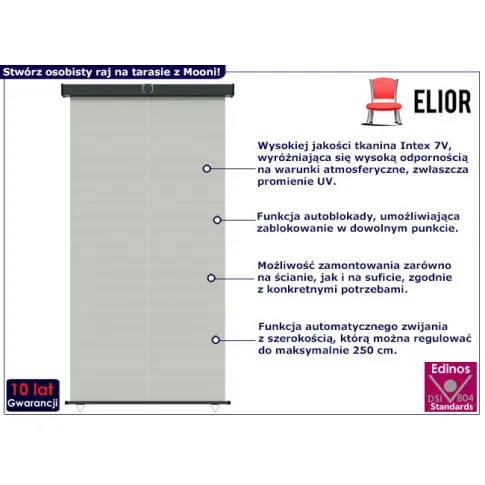 Fotografia Szara markiza boczna na taras - Sativ z kategorii Zadaszenia ogrodowe