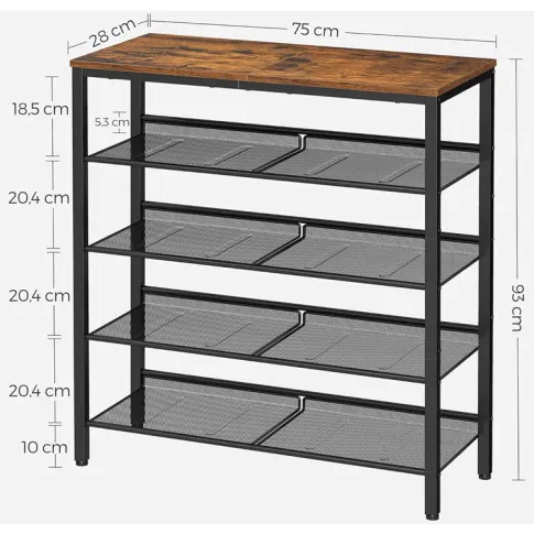 Wymiary industrialnego regału na buty Fiaxi