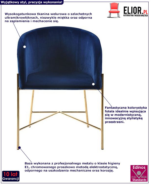 Miękki fotel Boan - niebieski