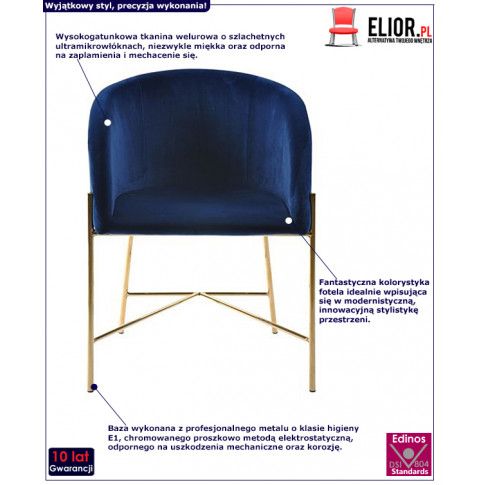 Zdjęcie nowoczesny fotel Ismen niebieski do salonu - sklep Edinos.pl