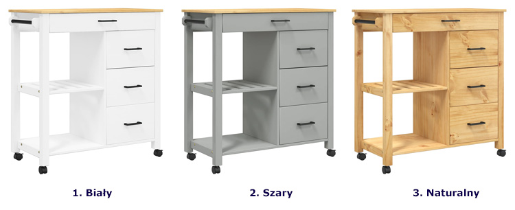 Warianty kolorystyczne wózka kuchennego Vienne 4X