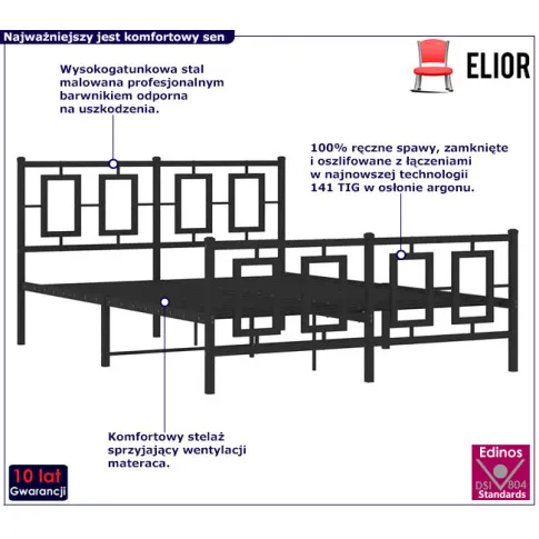 Czarne metalowe łóżko Esenti