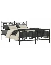 Czarne metalowe łóżko małżeńskie 140x200cm - Maneo w sklepie Edinos.pl