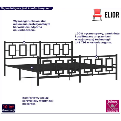 Czarne łózko z metalu Esenti