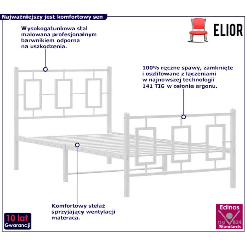 Metalowe białe łózko pojedyncze Esenti